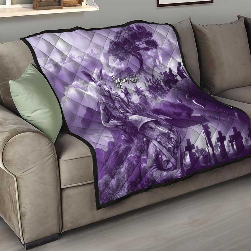 Purple ANZAC Day The Battle of Lone Pine Quilt Kiwi-Kangaroo Soldier Lest We Forget LT9 - Polynesian Pride