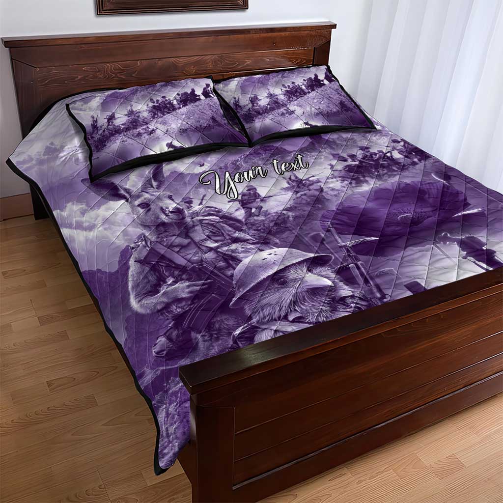 Purple ANZAC Day The Battle of Lone Pine Quilt Bed Set Kiwi-Kangaroo Soldier Lest We Forget LT9 - Polynesian Pride
