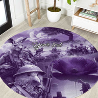 Purple ANZAC Day The Battle of Lone Pine Round Carpet Kiwi-Kangaroo Soldier Lest We Forget LT9 Purple - Polynesian Pride