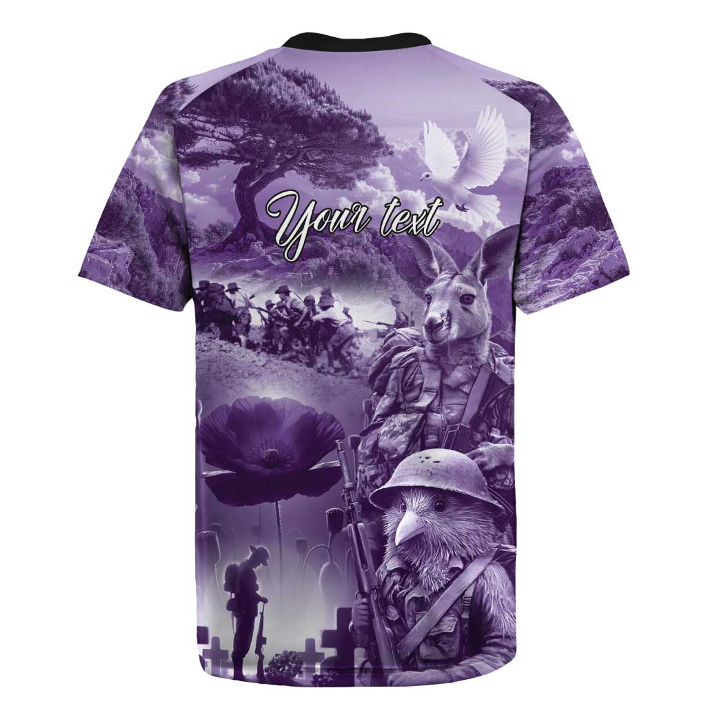 Purple ANZAC Day The Battle of Lone Pine Rugby Jersey Kiwi-Kangaroo Soldier Lest We Forget LT9 - Polynesian Pride