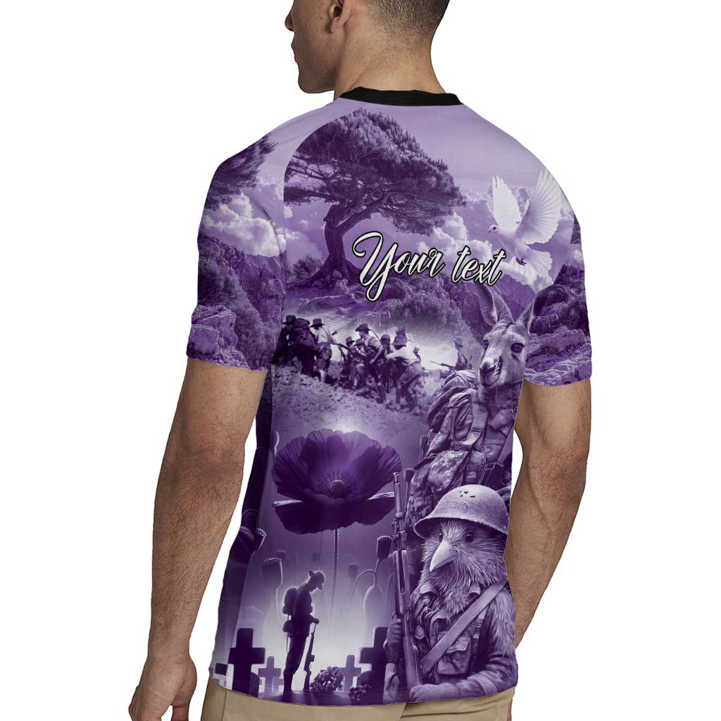 Purple ANZAC Day The Battle of Lone Pine Rugby Jersey Kiwi-Kangaroo Soldier Lest We Forget LT9 - Polynesian Pride