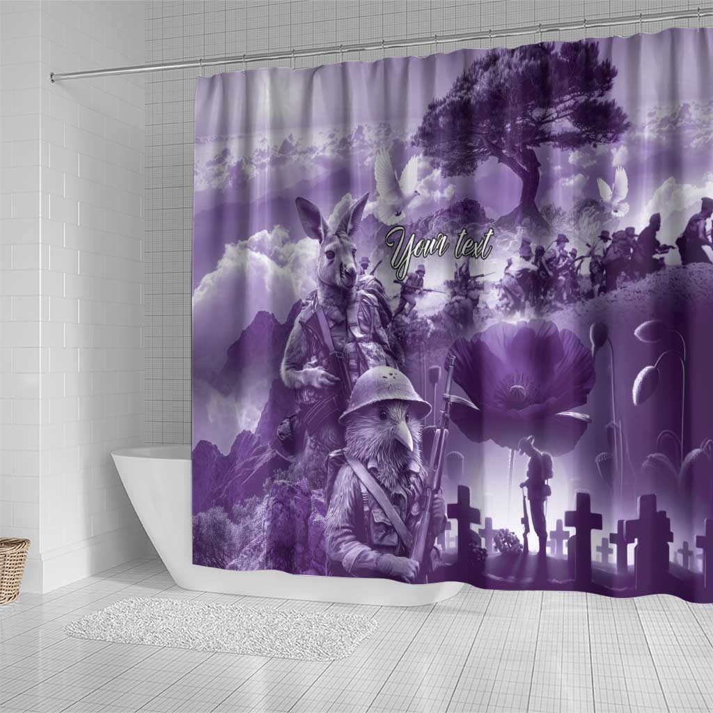 Purple ANZAC Day The Battle of Lone Pine Shower Curtain Kiwi-Kangaroo Soldier Lest We Forget LT9 - Polynesian Pride