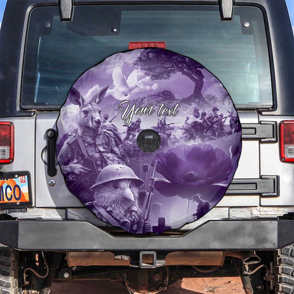 Purple ANZAC Day The Battle of Lone Pine Spare Tire Cover Kiwi-Kangaroo Soldier Lest We Forget LT9 Purple - Polynesian Pride