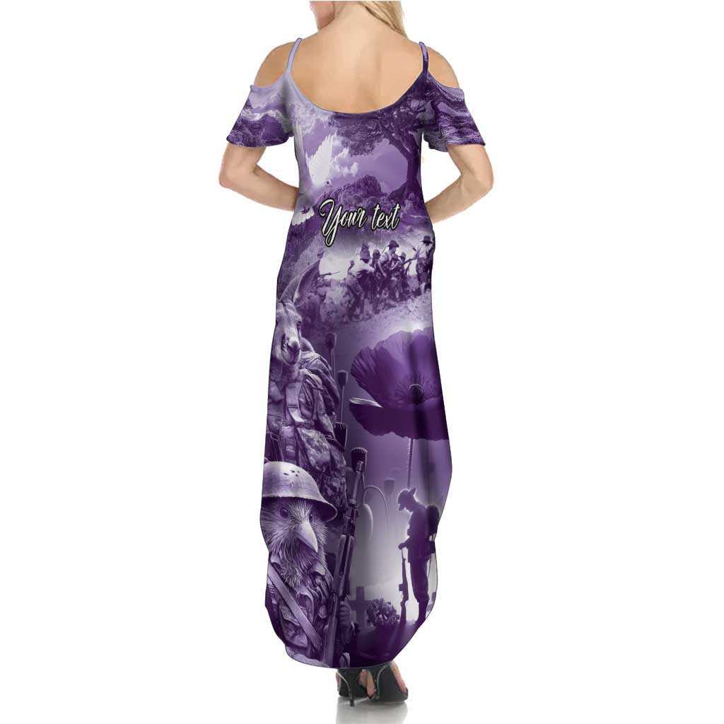 Purple ANZAC Day The Battle of Lone Pine Summer Maxi Dress Kiwi-Kangaroo Soldier Lest We Forget LT9 - Polynesian Pride