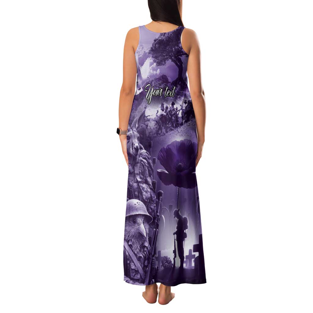 Purple ANZAC Day The Battle of Lone Pine Tank Maxi Dress Kiwi-Kangaroo Soldier Lest We Forget LT9 - Polynesian Pride