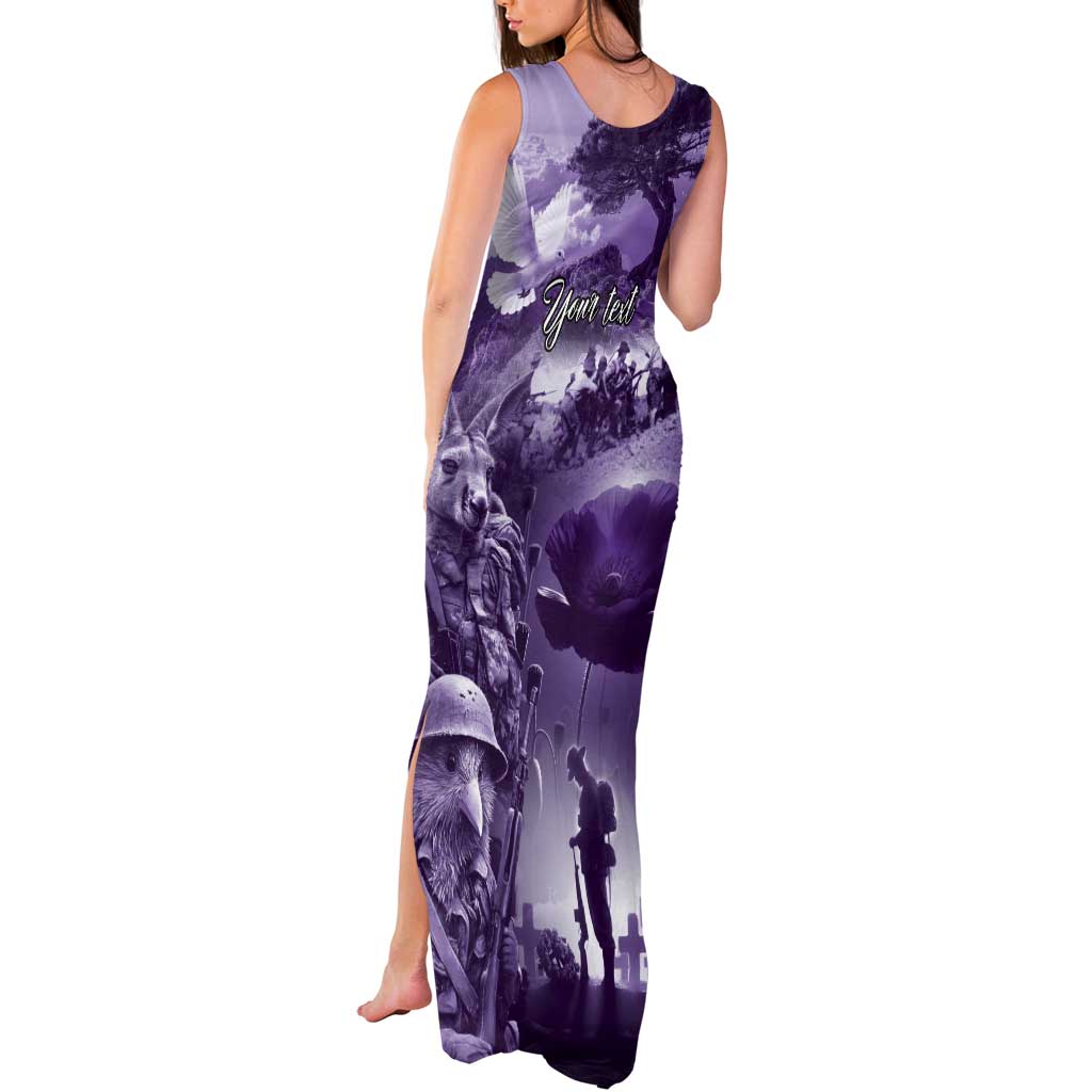 Purple ANZAC Day The Battle of Lone Pine Tank Maxi Dress Kiwi-Kangaroo Soldier Lest We Forget LT9 - Polynesian Pride