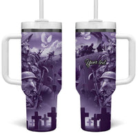 Purple ANZAC Day The Battle of Lone Pine Tumbler With Handle Kiwi-Kangaroo Soldier Lest We Forget LT9 One Size: 40 oz Purple - Polynesian Pride
