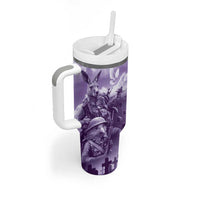 Purple ANZAC Day The Battle of Lone Pine Tumbler With Handle Kiwi-Kangaroo Soldier Lest We Forget LT9 - Polynesian Pride