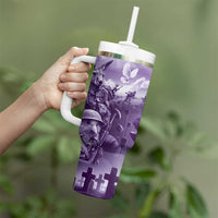 Purple ANZAC Day The Battle of Lone Pine Tumbler With Handle Kiwi-Kangaroo Soldier Lest We Forget LT9 - Polynesian Pride