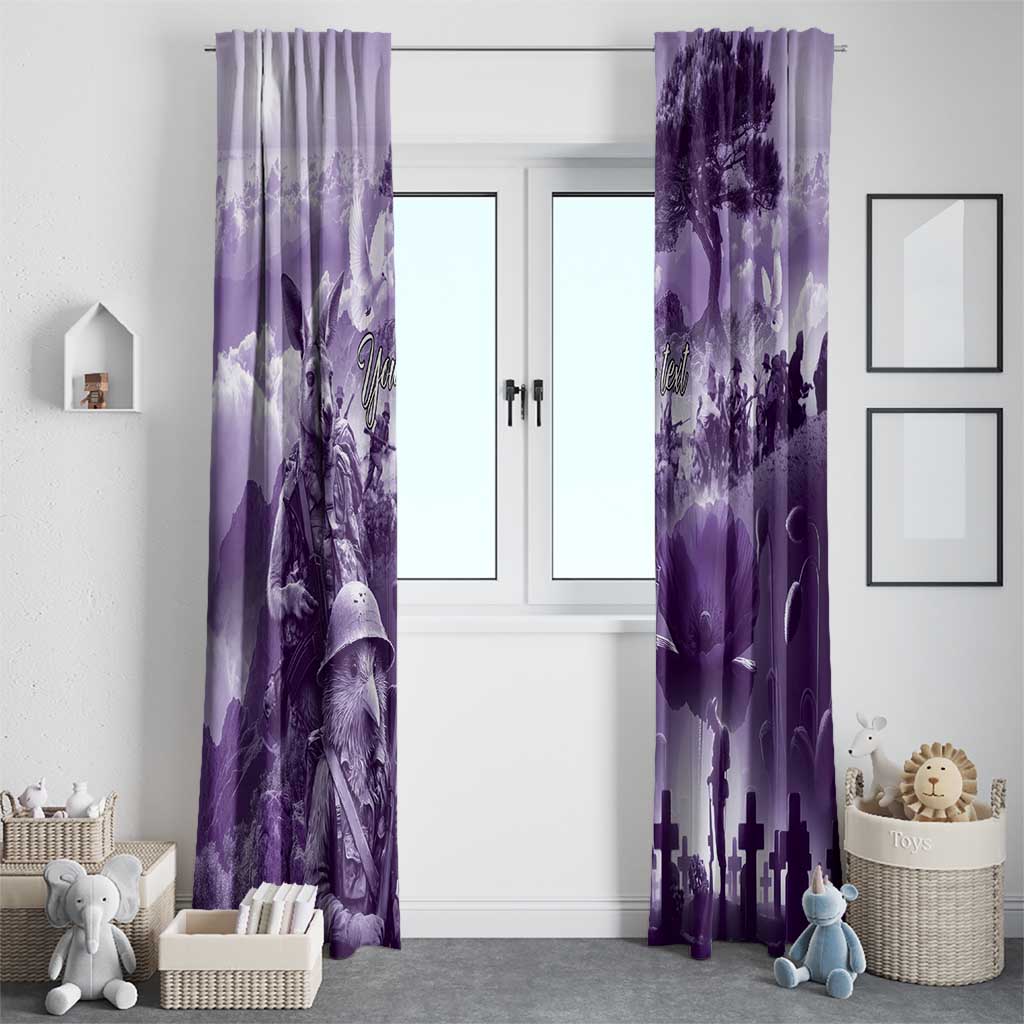 Purple ANZAC Day The Battle of Lone Pine Window Curtain Kiwi-Kangaroo Soldier Lest We Forget LT9 - Polynesian Pride