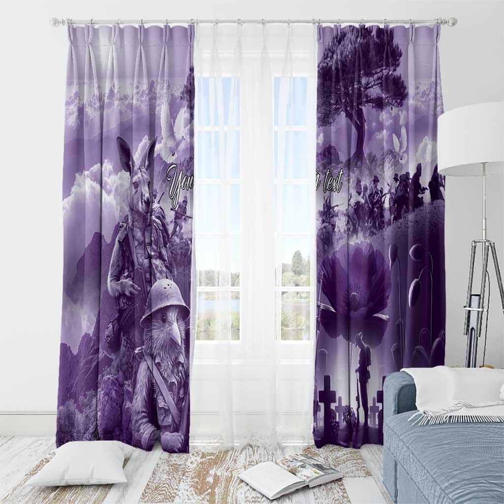 Purple ANZAC Day The Battle of Lone Pine Window Curtain Kiwi-Kangaroo Soldier Lest We Forget LT9 - Polynesian Pride