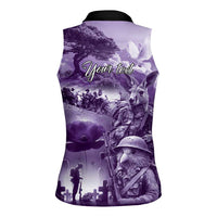 Purple ANZAC Day The Battle of Lone Pine Women Sleeveless Polo Shirt Kiwi-Kangaroo Soldier Lest We Forget LT9 - Polynesian Pride