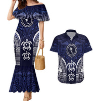 FSM Chuuk States Couples Matching Mermaid Dress and Hawaiian Shirt Micronesia Six 9 One Polynesian Tribal Pattern LT9 Blue - Polynesian Pride