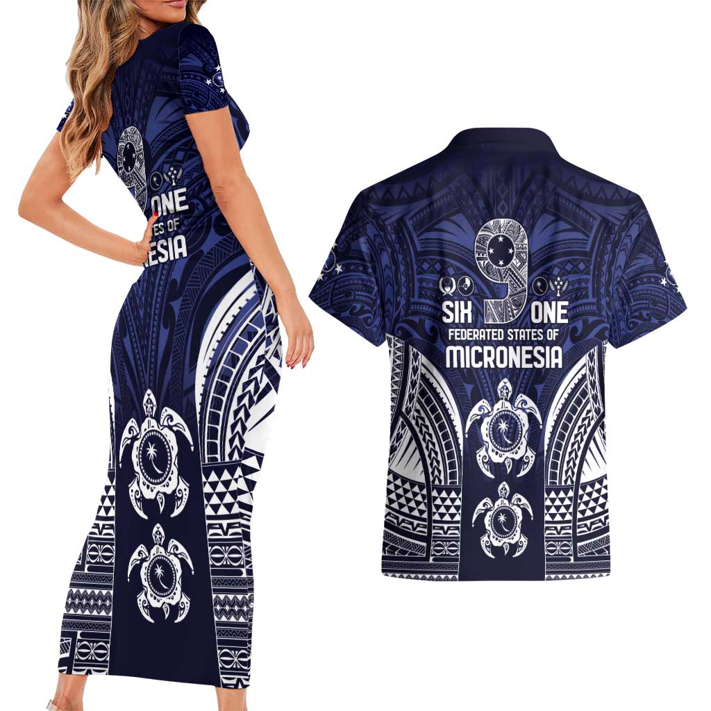 FSM Chuuk States Couples Matching Short Sleeve Bodycon Dress and Hawaiian Shirt Micronesia Six 9 One Polynesian Tribal Pattern LT9 - Polynesian Pride