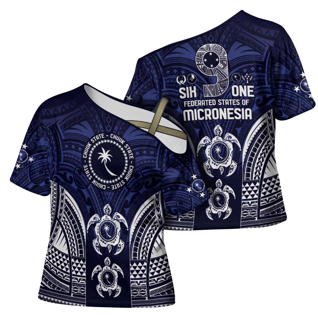 FSM Chuuk States Cross Shoulder Shirt Micronesia Six 9 One Polynesian Tribal Pattern LT9 - Polynesian Pride