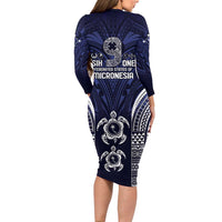 FSM Chuuk States Family Matching Long Sleeve Bodycon Dress and Hawaiian Shirt Micronesia Six 9 One Polynesian Tribal Pattern LT9 - Polynesian Pride