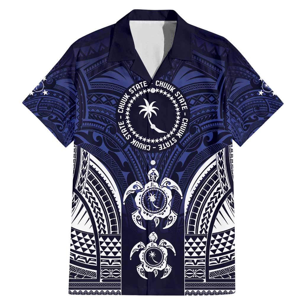 FSM Chuuk States Family Matching Mermaid Dress and Hawaiian Shirt Micronesia Six 9 One Polynesian Tribal Pattern LT9 Dad's Shirt - Short Sleeve Blue - Polynesian Pride