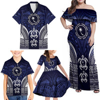 FSM Chuuk States Family Matching Off Shoulder Maxi Dress and Hawaiian Shirt Micronesia Six 9 One Polynesian Tribal Pattern LT9 - Polynesian Pride