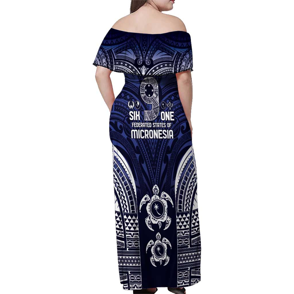 FSM Chuuk States Family Matching Off Shoulder Maxi Dress and Hawaiian Shirt Micronesia Six 9 One Polynesian Tribal Pattern LT9 - Polynesian Pride