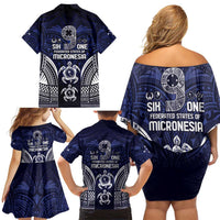 FSM Chuuk States Family Matching Off Shoulder Short Dress and Hawaiian Shirt Micronesia Six 9 One Polynesian Tribal Pattern LT9 - Polynesian Pride
