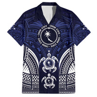 FSM Chuuk States Family Matching Puletasi and Hawaiian Shirt Micronesia Six 9 One Polynesian Tribal Pattern LT9 Dad's Shirt - Short Sleeve Blue - Polynesian Pride
