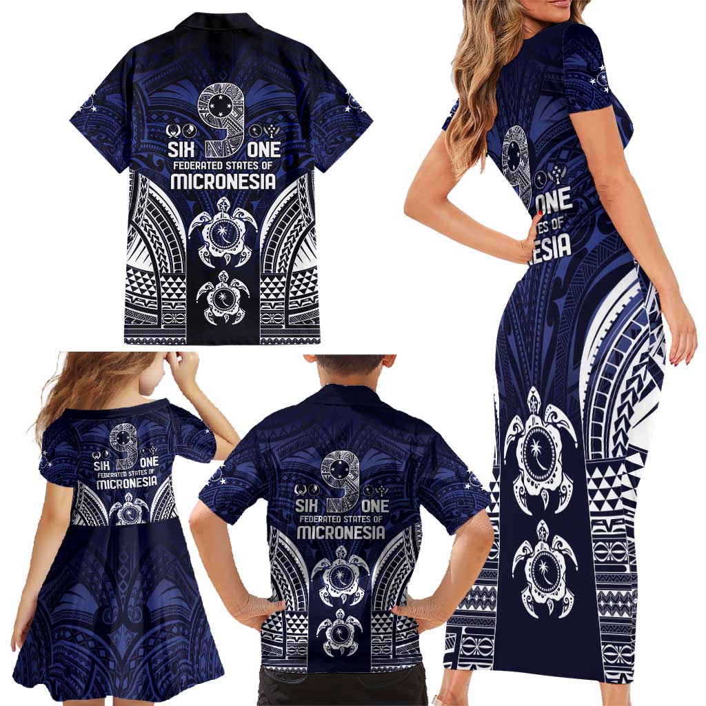 FSM Chuuk States Family Matching Short Sleeve Bodycon Dress and Hawaiian Shirt Micronesia Six 9 One Polynesian Tribal Pattern LT9 - Polynesian Pride