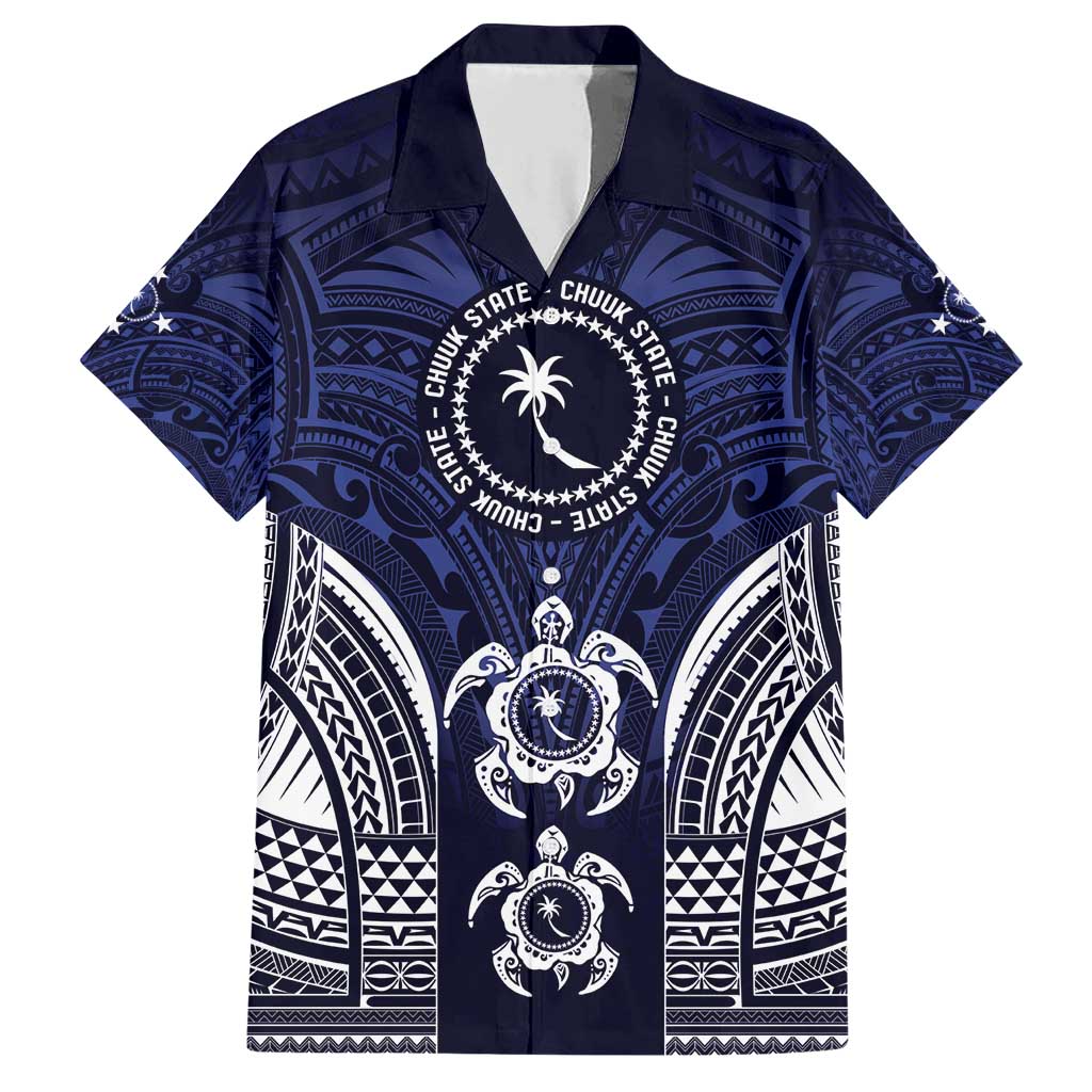 FSM Chuuk States Family Matching Short Sleeve Bodycon Dress and Hawaiian Shirt Micronesia Six 9 One Polynesian Tribal Pattern LT9 Dad's Shirt - Short Sleeve Blue - Polynesian Pride