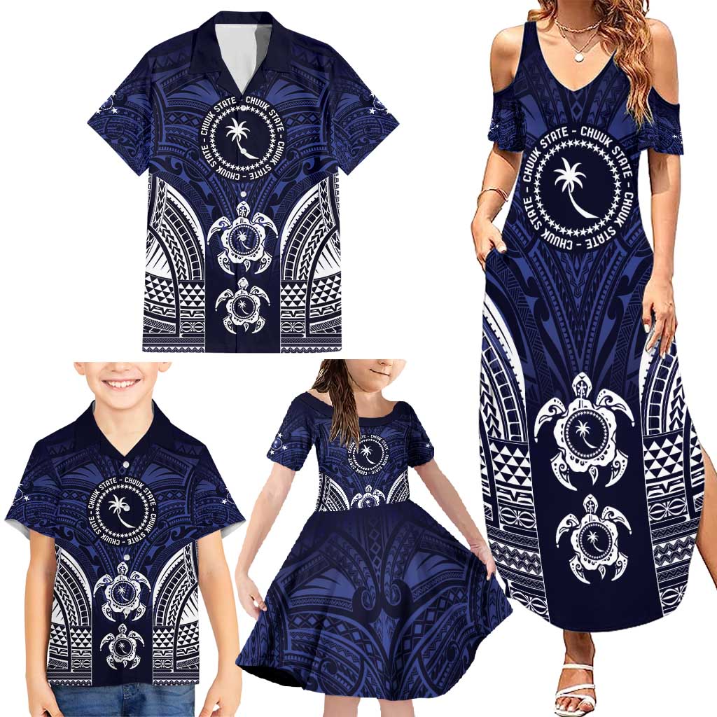 FSM Chuuk States Family Matching Summer Maxi Dress and Hawaiian Shirt Micronesia Six 9 One Polynesian Tribal Pattern LT9 - Polynesian Pride