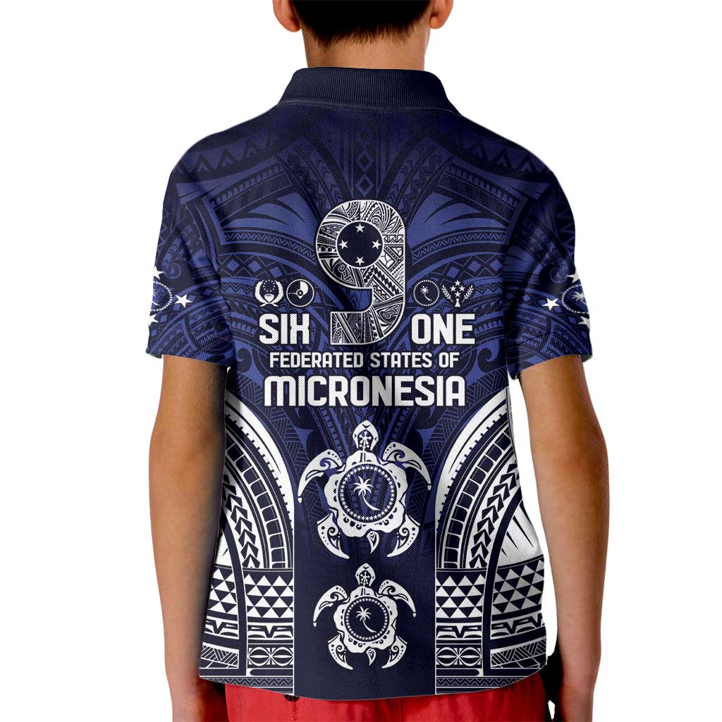FSM Chuuk States Kid Polo Shirt Micronesia Six 9 One Polynesian Tribal Pattern