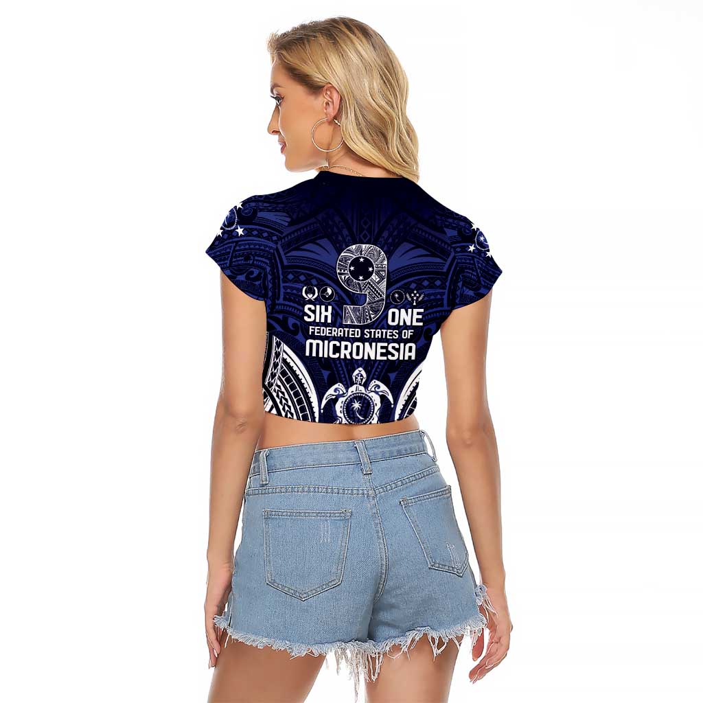 FSM Chuuk States Raglan Cropped T Shirt Micronesia Six 9 One Polynesian Tribal Pattern