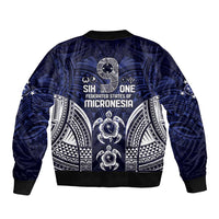 FSM Chuuk States Sleeve Zip Bomber Jacket Micronesia Six 9 One Polynesian Tribal Pattern