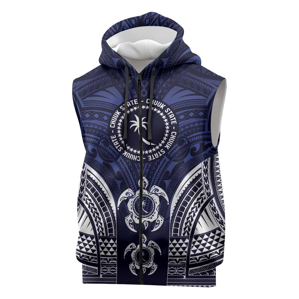 FSM Chuuk States Sleeveless Zip Hoodie Micronesia Six 9 One Polynesian Tribal Pattern - Polynesian Pride