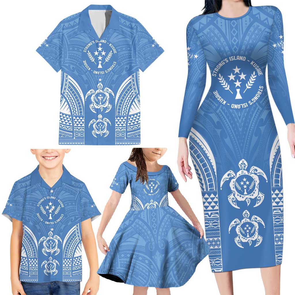 FSM Kosrae States Family Matching Long Sleeve Bodycon Dress and Hawaiian Shirt Micronesia Six 9 One Polynesian Tribal Pattern LT9 - Polynesian Pride