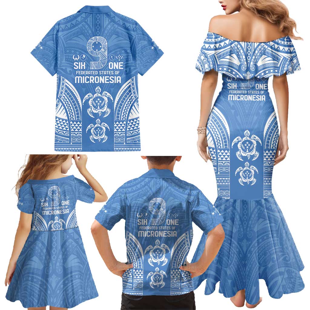 FSM Kosrae States Family Matching Mermaid Dress and Hawaiian Shirt Micronesia Six 9 One Polynesian Tribal Pattern LT9 - Polynesian Pride