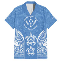 FSM Kosrae States Family Matching Off The Shoulder Long Sleeve Dress and Hawaiian Shirt Micronesia Six 9 One Polynesian Tribal Pattern LT9 Dad's Shirt - Short Sleeve Blue - Polynesian Pride