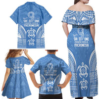 FSM Kosrae States Family Matching Off Shoulder Maxi Dress and Hawaiian Shirt Micronesia Six 9 One Polynesian Tribal Pattern LT9 - Polynesian Pride