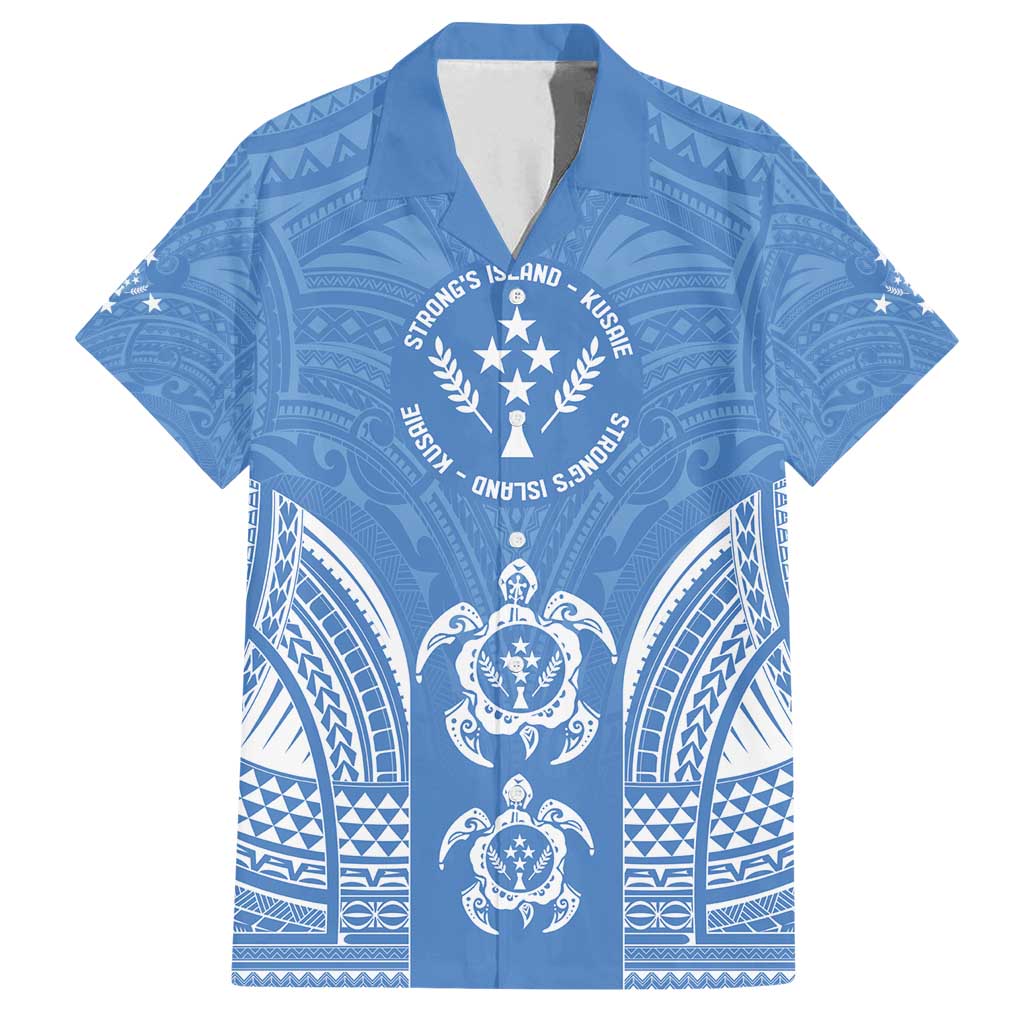 FSM Kosrae States Family Matching Off Shoulder Short Dress and Hawaiian Shirt Micronesia Six 9 One Polynesian Tribal Pattern LT9 Dad's Shirt - Short Sleeve Blue - Polynesian Pride
