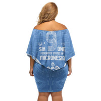 FSM Kosrae States Family Matching Off Shoulder Short Dress and Hawaiian Shirt Micronesia Six 9 One Polynesian Tribal Pattern LT9 - Polynesian Pride