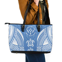 FSM Kosrae States Leather Tote Bag Micronesia Six 9 One Polynesian Tribal Pattern