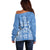 FSM Kosrae States Off Shoulder Sweater Micronesia Six 9 One Polynesian Tribal Pattern