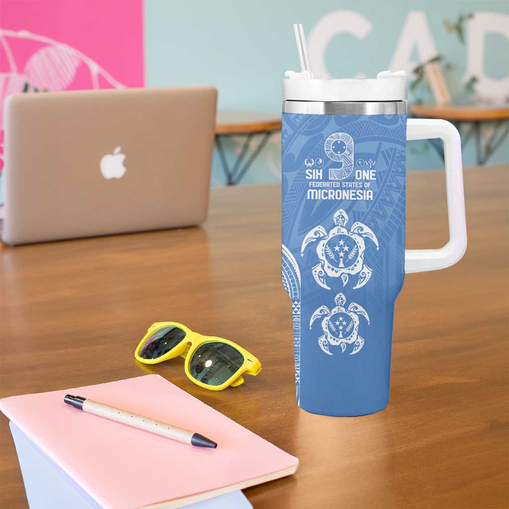FSM Kosrae States Tumbler With Handle Micronesia Six 9 One Polynesian Tribal Pattern