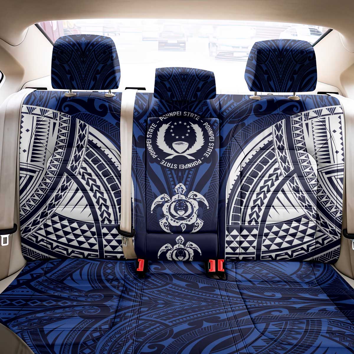 FSM Pohnpei States Back Car Seat Cover Micronesia Six 9 One Polynesian Tribal Pattern LT9 - Polynesian Pride