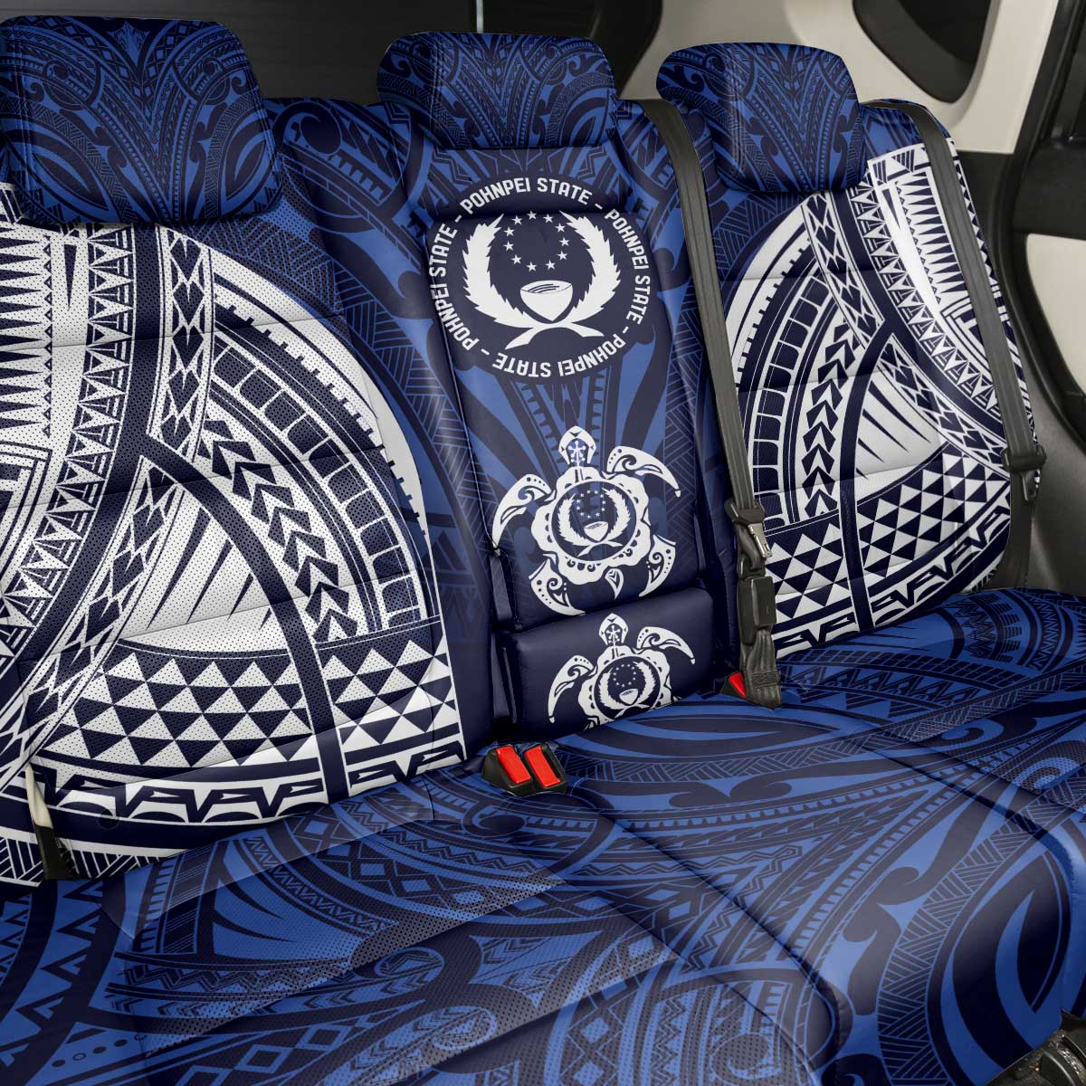 FSM Pohnpei States Back Car Seat Cover Micronesia Six 9 One Polynesian Tribal Pattern LT9 - Polynesian Pride