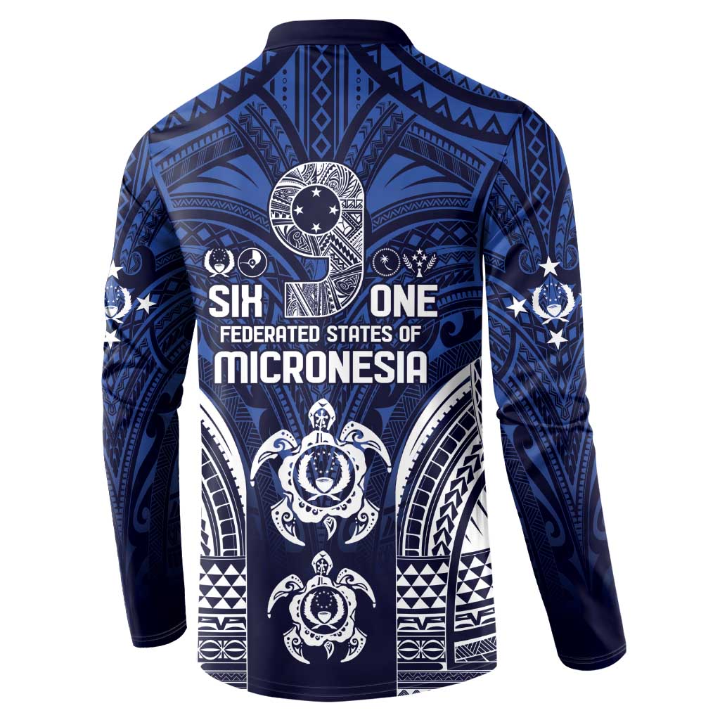 FSM Pohnpei States Button Sweatshirt Micronesia Six 9 One Polynesian Tribal Pattern