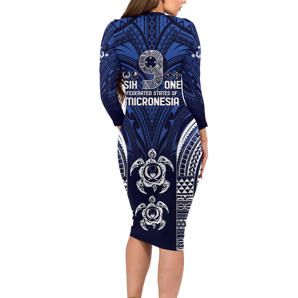 FSM Pohnpei States Family Matching Long Sleeve Bodycon Dress and Hawaiian Shirt Micronesia Six 9 One Polynesian Tribal Pattern LT9 - Polynesian Pride