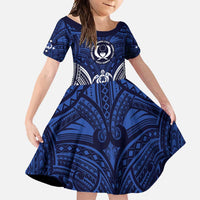 FSM Pohnpei States Family Matching Mermaid Dress and Hawaiian Shirt Micronesia Six 9 One Polynesian Tribal Pattern LT9 Daughter's Dress Blue - Polynesian Pride