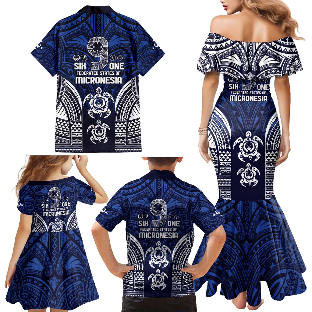 FSM Pohnpei States Family Matching Mermaid Dress and Hawaiian Shirt Micronesia Six 9 One Polynesian Tribal Pattern LT9 - Polynesian Pride