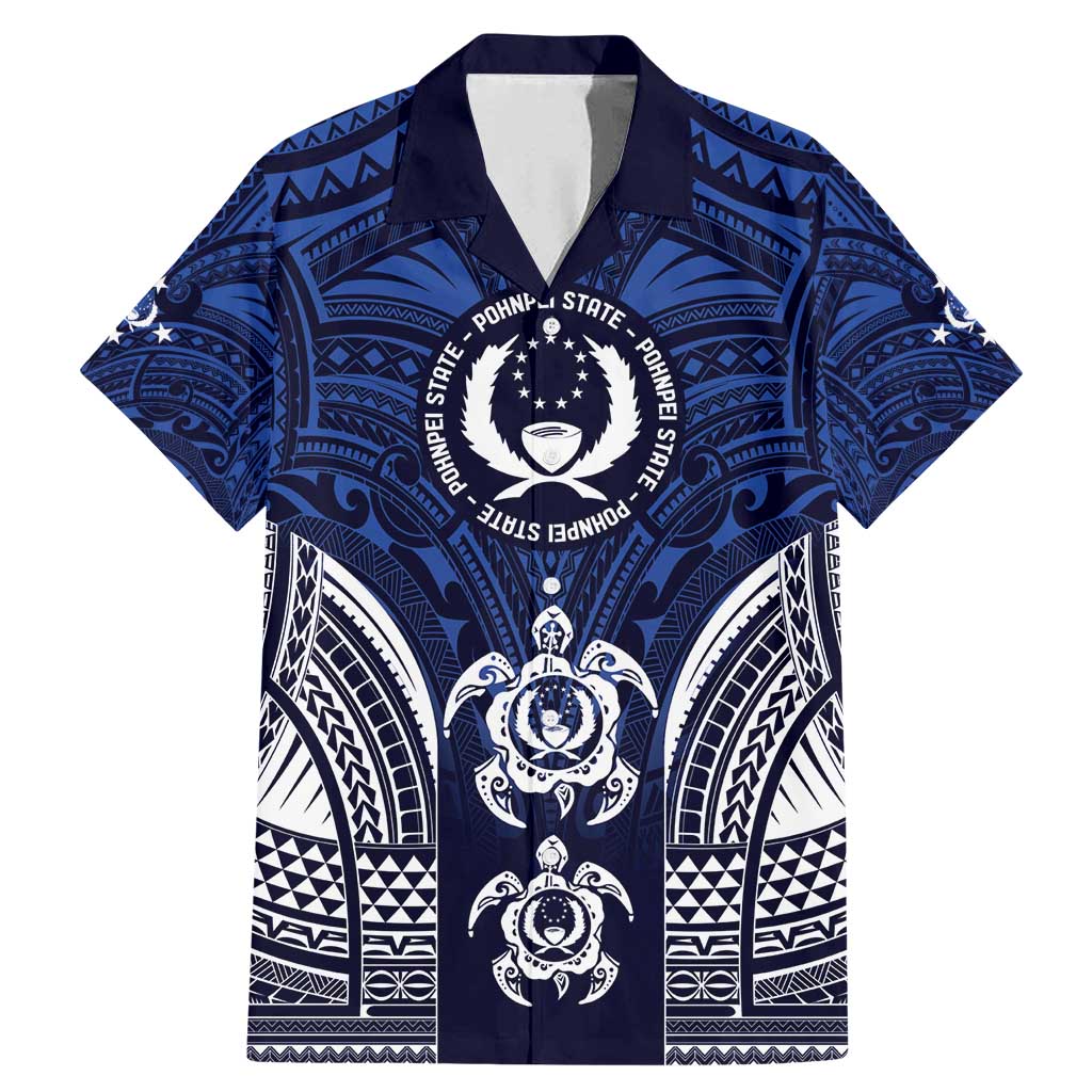 FSM Pohnpei States Family Matching Mermaid Dress and Hawaiian Shirt Micronesia Six 9 One Polynesian Tribal Pattern LT9 Dad's Shirt - Short Sleeve Blue - Polynesian Pride