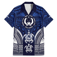 FSM Pohnpei States Family Matching Mermaid Dress and Hawaiian Shirt Micronesia Six 9 One Polynesian Tribal Pattern LT9 Dad's Shirt - Short Sleeve Blue - Polynesian Pride