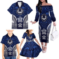 FSM Pohnpei States Family Matching Off The Shoulder Long Sleeve Dress and Hawaiian Shirt Micronesia Six 9 One Polynesian Tribal Pattern LT9 - Polynesian Pride